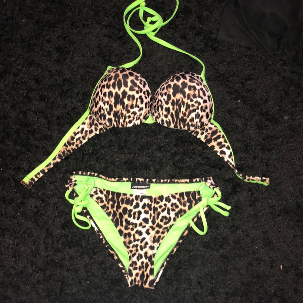 Cheetah Print & Neon Green Bikini